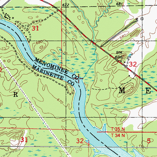 Topographic Map of Phillips Creek, MI