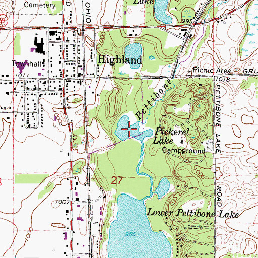 Topographic Map of Pickerel Lake, MI