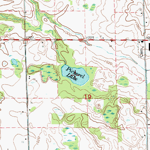 Topographic Map of Pickerel Lake, MI