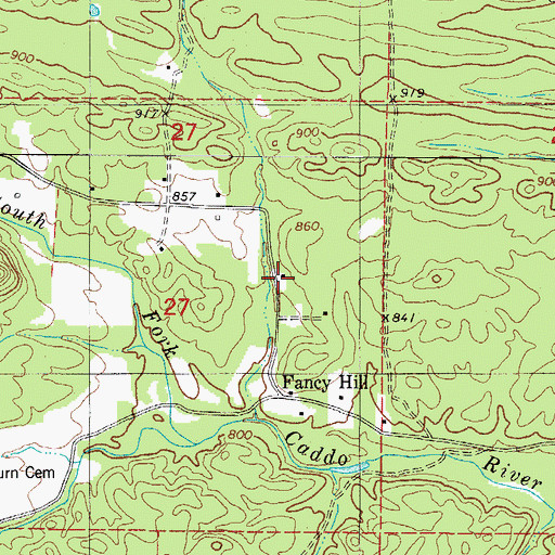 Topographic Map of Fancy Hill School (historical), AR