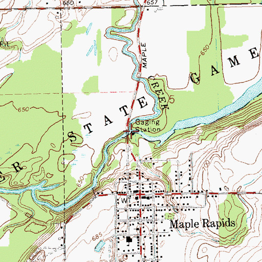 Topographic Map of Pine Creek, MI