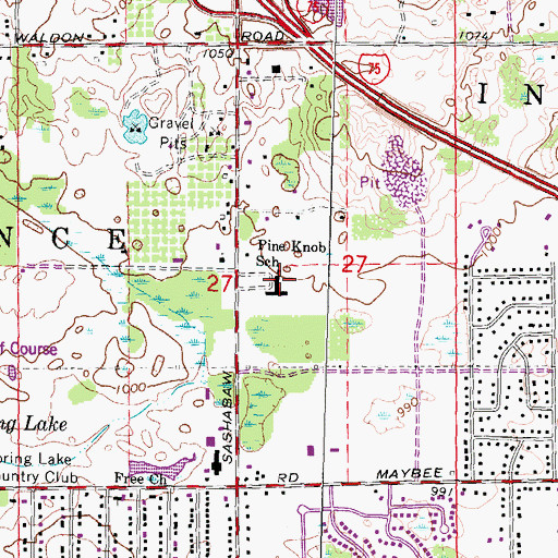 Topographic Map of Pine Knob School, MI