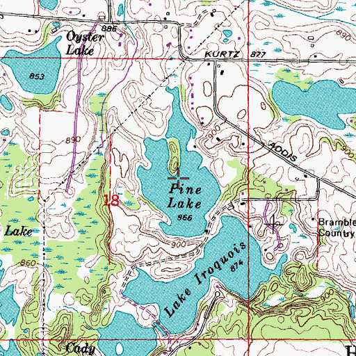 Topographic Map of Pine Lake, MI