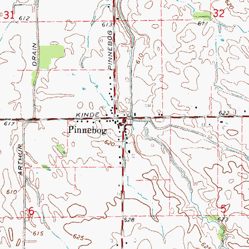 Topographic Map of Pinnebog, MI