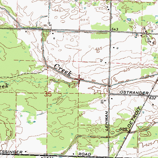 Topographic Map of Plains Creek, MI