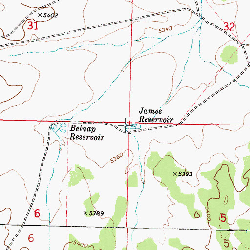 Topographic Map of James Reservoir, AZ