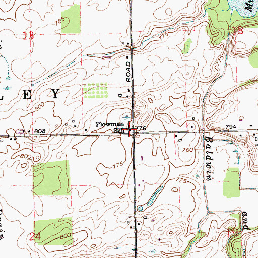 Topographic Map of Plowman School, MI