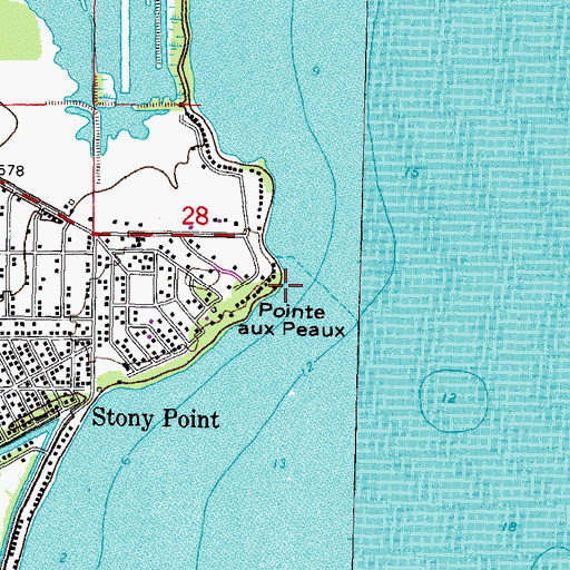 Topographic Map of Pointe aux Peaux, MI