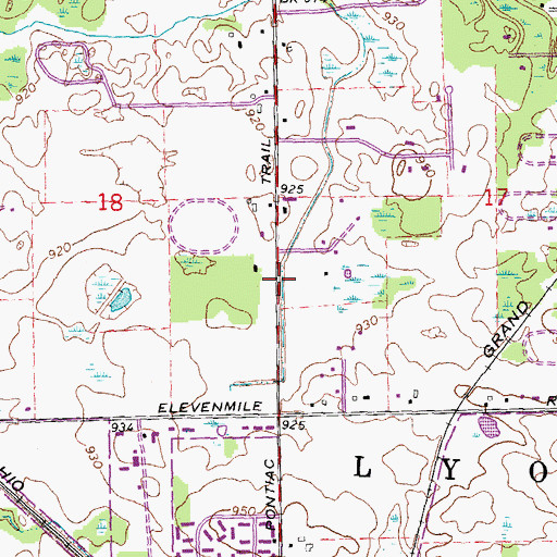 Topographic Map of Pontiac Trail, MI