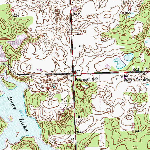 Topographic Map of Poorman School, MI