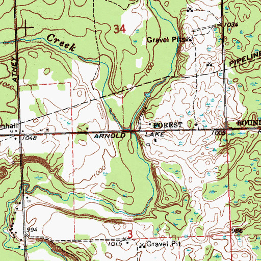Topographic Map of Popple Creek, MI