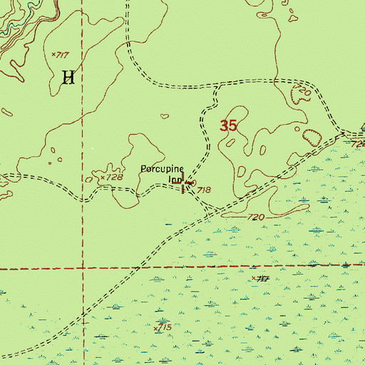 Topographic Map of Porcupine Inn, MI