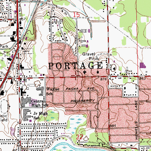 Topographic Map of Portage, MI