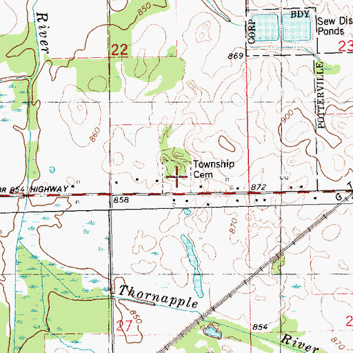 Topographic Map of Benton Township Cemetery, MI