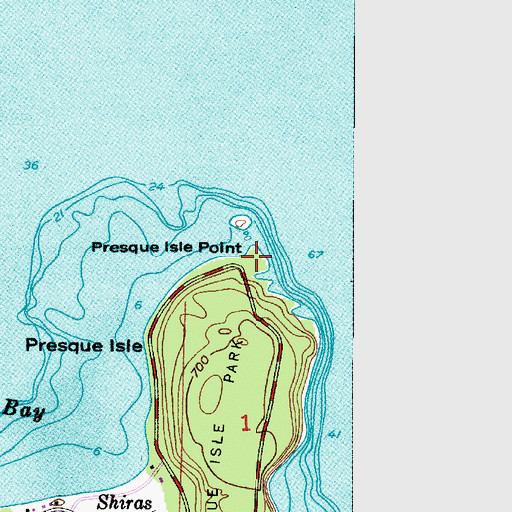 Topographic Map of Presque Isle Point, MI