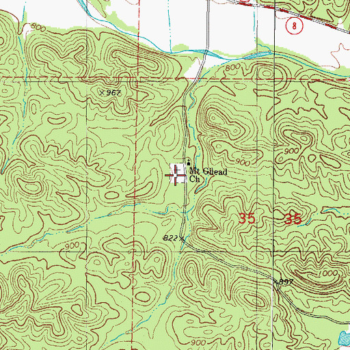 Topographic Map of Mount Gilead Cemetery, AR