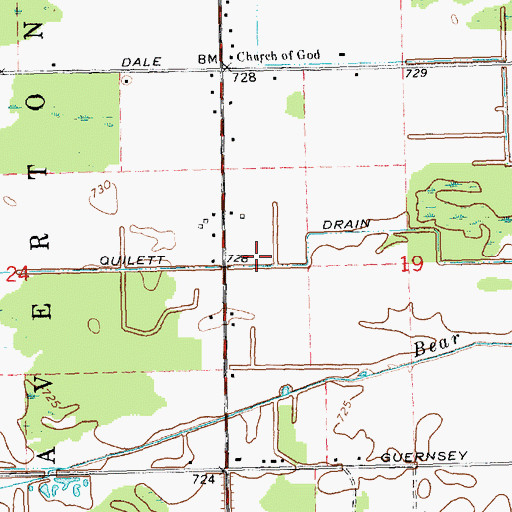 Topographic Map of Quilett Drain, MI