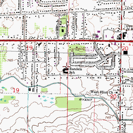 Topographic Map of Randels School, MI