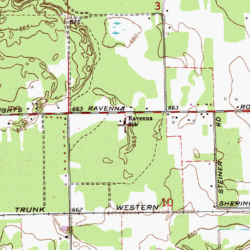 Topographic Map of Ravenna School, MI