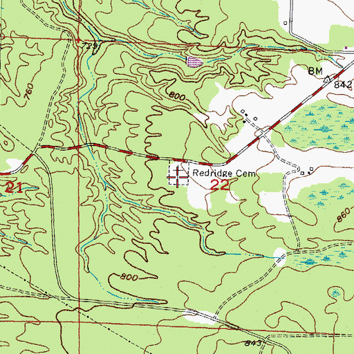 Topographic Map of Redridge Cemetery, MI