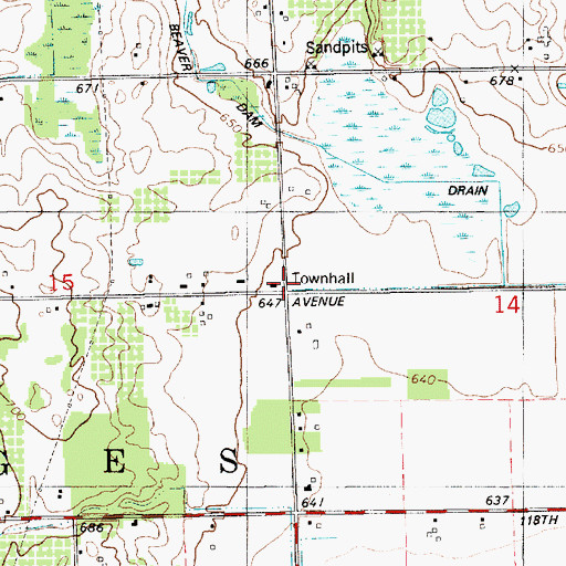 Topographic Map of Reid School, MI