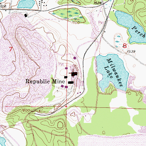 Topographic Map of Republic Mine, MI