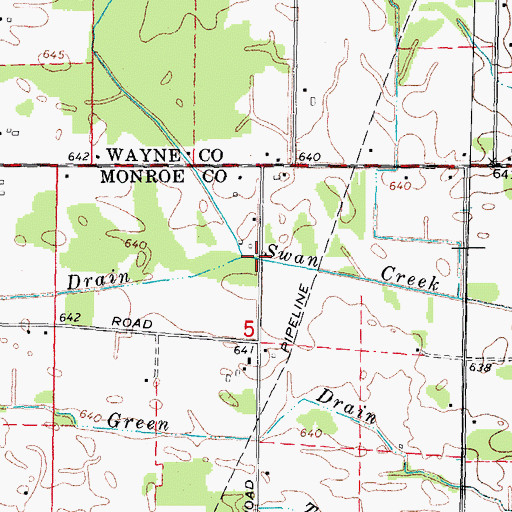 Topographic Map of Richards Drain, MI