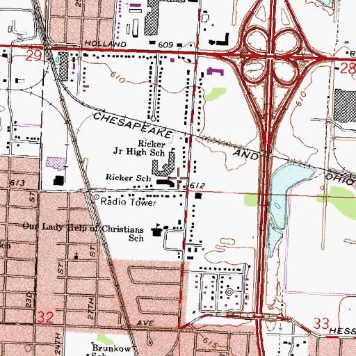 Topographic Map of Delta College-Ricker Center, MI