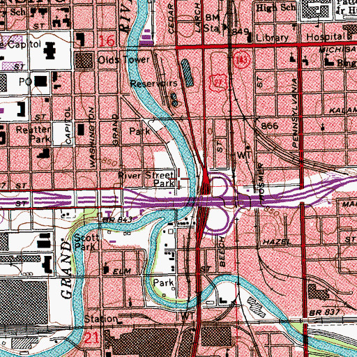 Topographic Map of River Street Park, MI