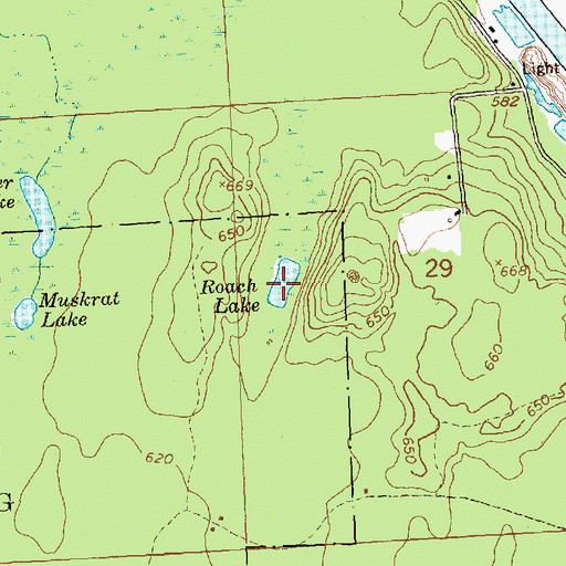 Topographic Map of Roach Lake, MI