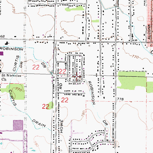 Topographic Map of Robinson Drain, MI