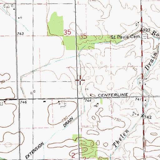 Topographic Map of Rochol Extension Drain, MI