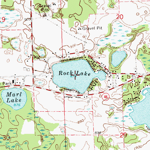 Topographic Map of Rock Lake, MI
