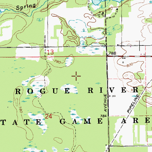 Topographic Map of Rogue River State Game Area, MI