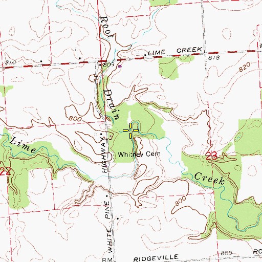 Topographic Map of Root Drain, MI