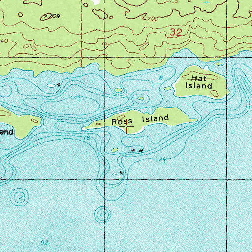 Topographic Map of Ross Island, MI