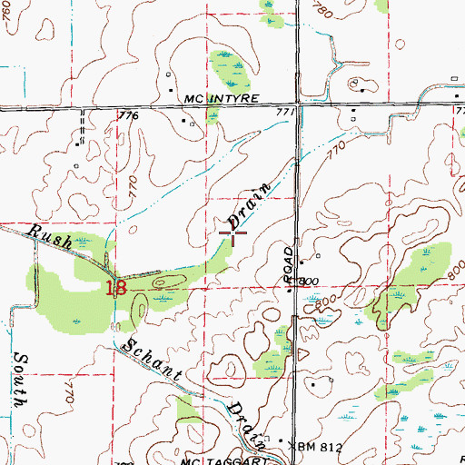 Topographic Map of Rush Drain, MI