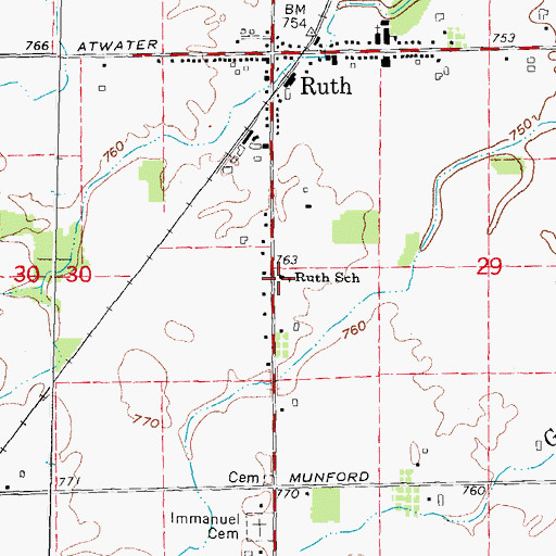 Topographic Map of Ruth School, MI