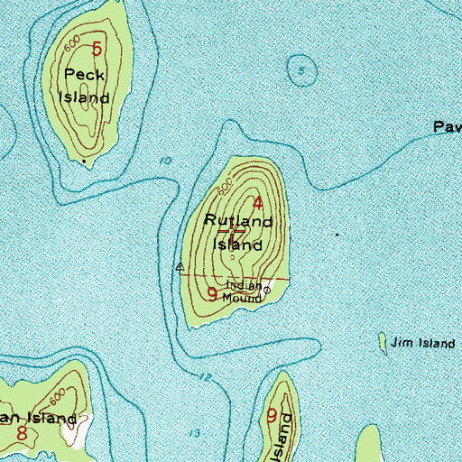 Topographic Map of Rutland Island, MI