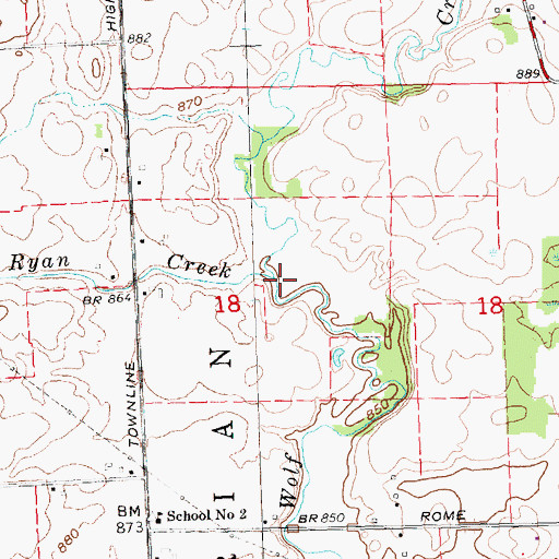 Topographic Map of Ryan Creek, MI