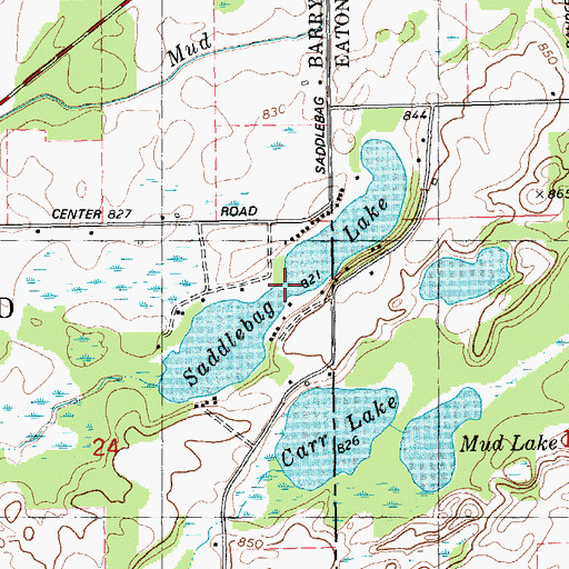 Topographic Map of Saddlebag Lake, MI