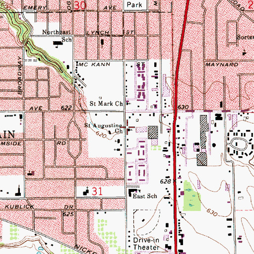 Topographic Map of Saint Augustine Church, MI