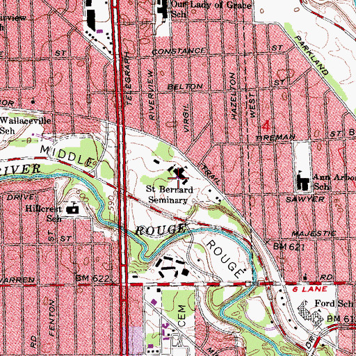 Topographic Map of Saint Bernard Seminary, MI