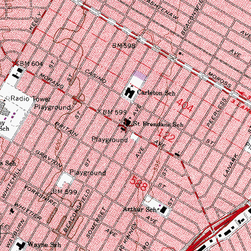 Topographic Map of Saint Brendans School, MI