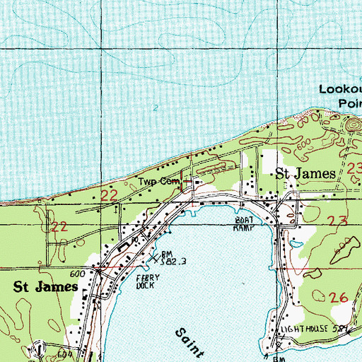 Topographic Map of Saint James, MI