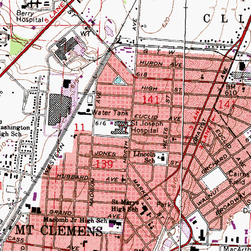 Topographic Map of Saint Joseph Hospital, MI