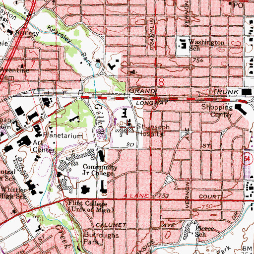 Topographic Map of Saint Joseph Hospital, MI