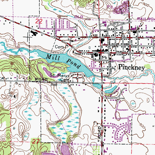 Topographic Map of Saint Marys Cemetery, MI