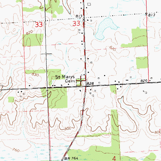Topographic Map of Saint Mary's Cemetery, MI