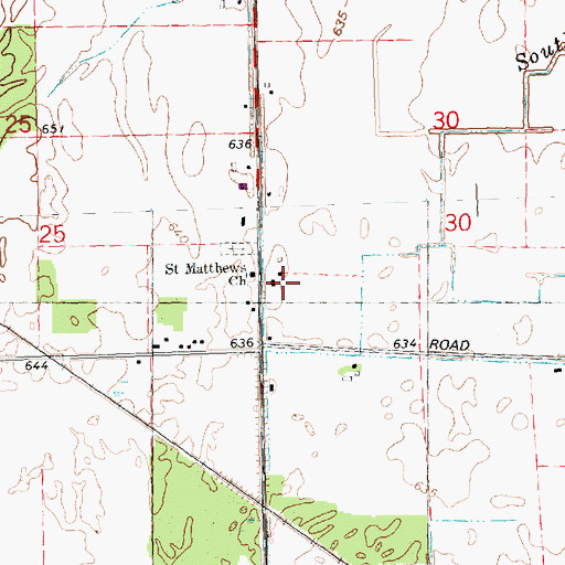 Topographic Map of Saint Matthews Church, MI